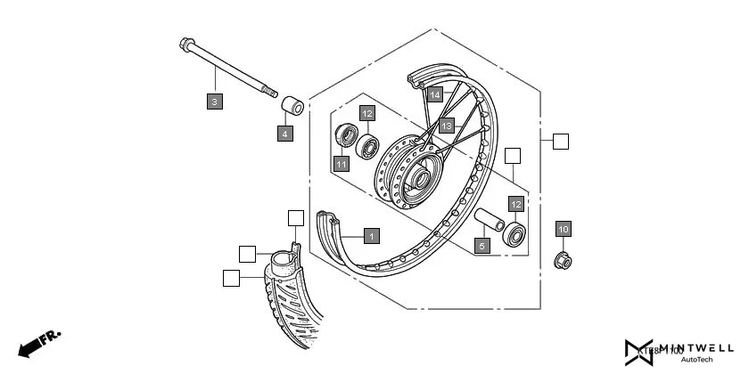 F-11 FRONT WHEEL(1) assembly diagram for HONDA CB Shine/ Shine 125 CBF125CA