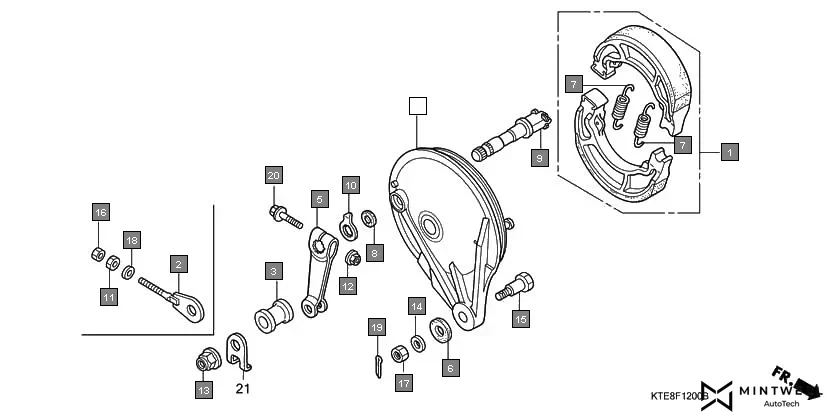 F-12 REAR BRAKE PANEL assembly diagram for HONDA CBF Stunner CBF1259