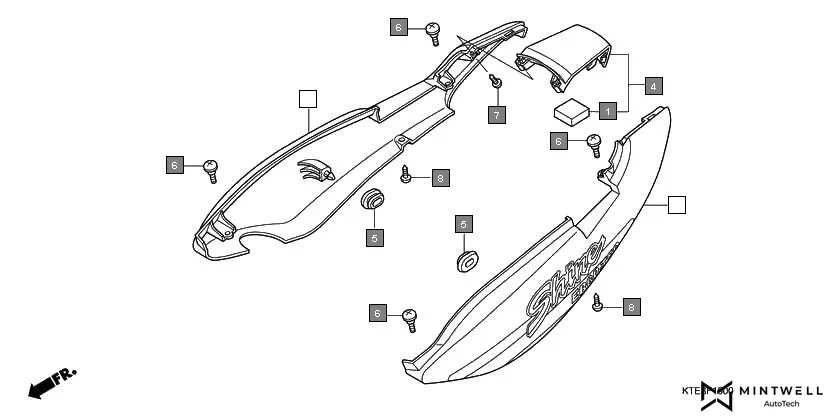 F-16 REAR COWL(1) assembly diagram for HONDA CB Shine/ Shine 125 CBF125CA