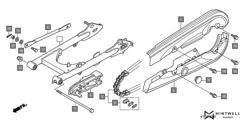 F-23 SWINGARM(1) diagram showing 52200-KTE-910