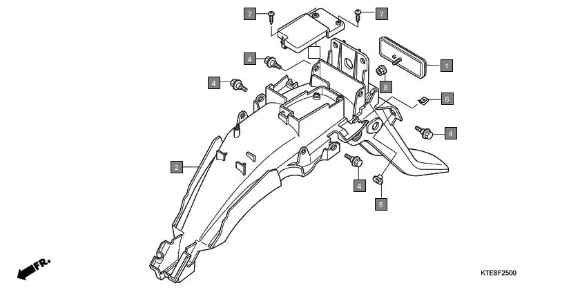 F-25 REAR FENDER(1) assembly diagram for HONDA CB Shine/ Shine 125 CBF125M7
