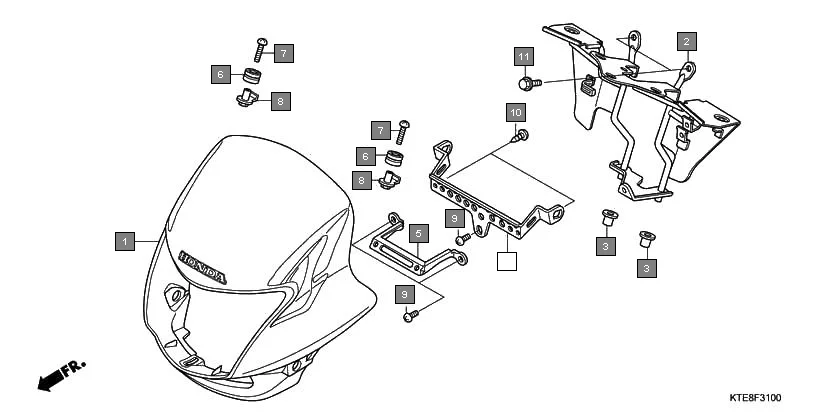 F-31 FRONT COWL(1) assembly diagram for HONDA CB Shine/ Shine 125 CBF125M7