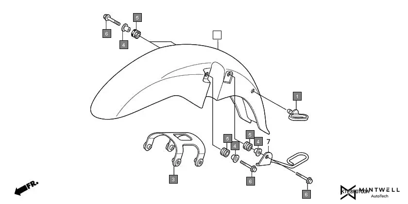 F-7 FRONT FENDER diagram showing 61100-KTE-910ZE
