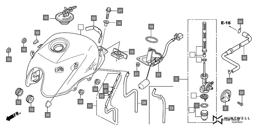F-14-1 FUEL TANK(2) diagram showing 17683-KWF-900