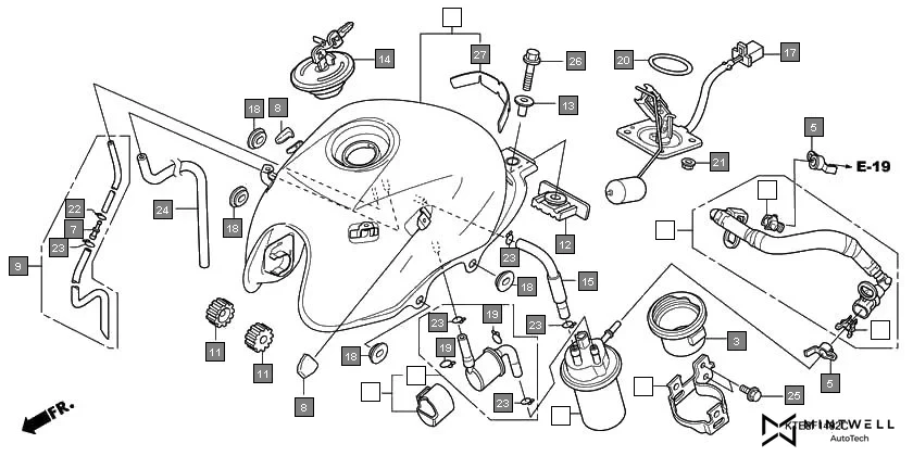 F-14-2 FUEL TANK(3) assembly diagram for HONDA CBF Stunner CBF1259