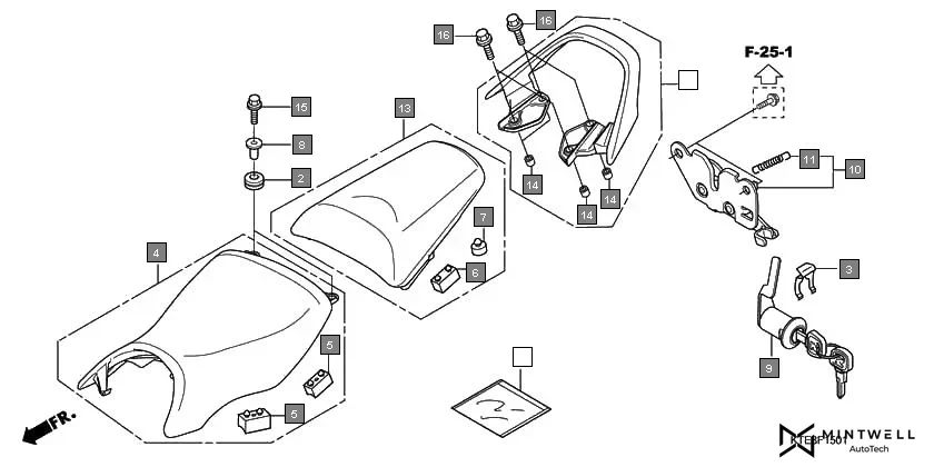 F-15-1 SEAT(2) assembly diagram for HONDA CBF Stunner CBF125M9/MF