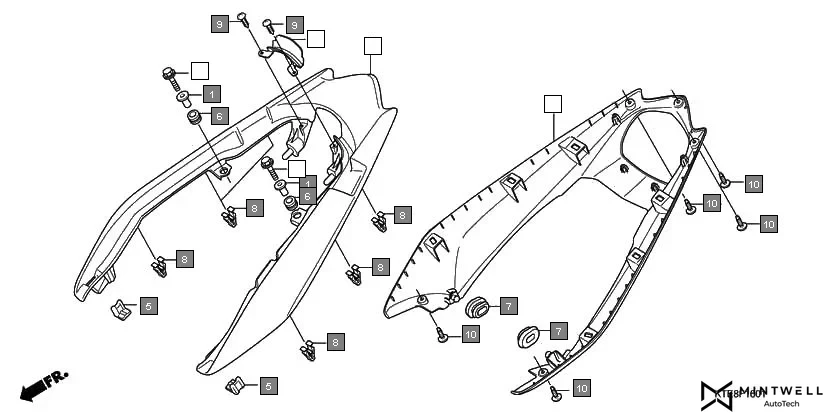 F-16-1 REAR COWL(2) assembly diagram for HONDA CBF Stunner CBF125MC