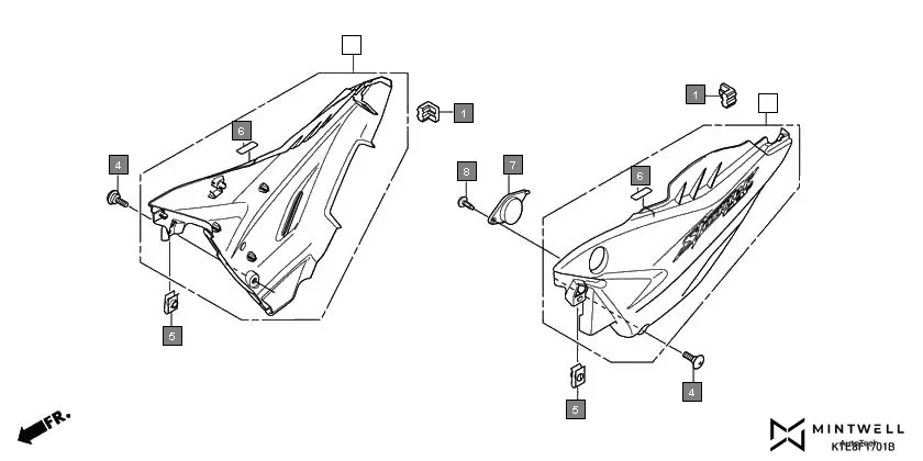 F-17-1 SIDE COVER(2) diagram showing 90104-KT2-000