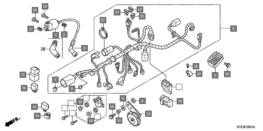 F-29-1 WIRE HARNESS(THROTTLE BODY) assembly diagram for HONDA CBF Stunner CBF1259