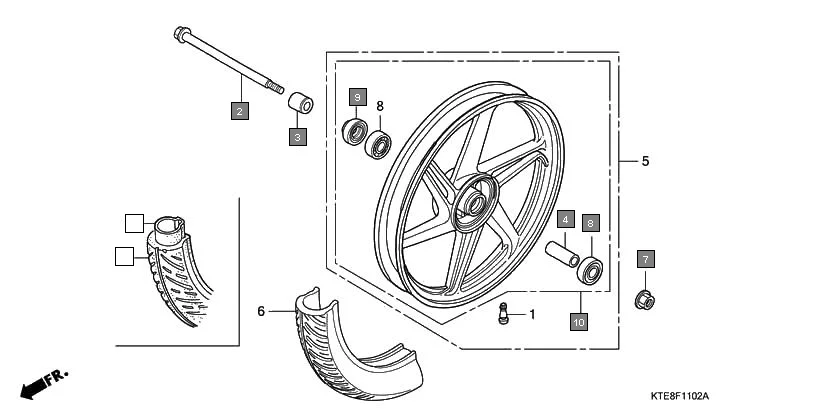 F-11-2 FRONT WHEEL(3) assembly diagram for HONDA CBF Stunner CBF1259
