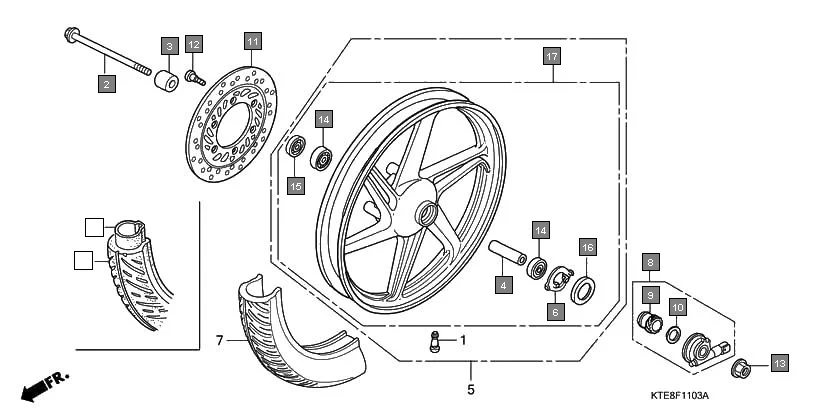 F-11-3 FRONT WHEEL(4) assembly diagram for HONDA CBF Stunner CBF1259