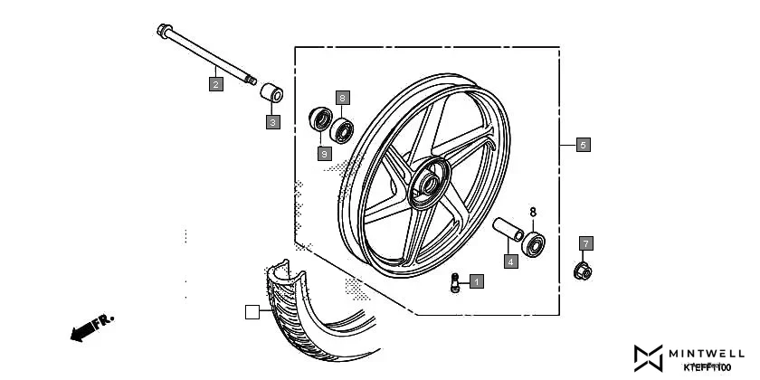 F-11 FRONT WHEEL(DRUM BRAKE) assembly diagram for HONDA CB Shine/ Shine 125 CBF125BH