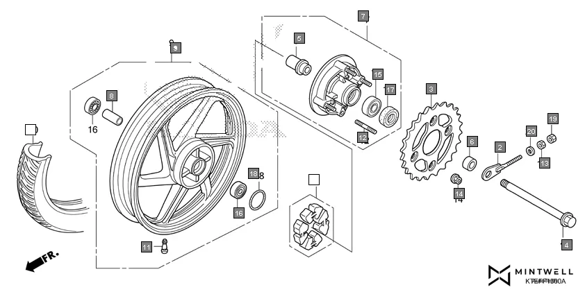 F-13 REAR WHEEL assembly diagram for HONDA CB Shine/ Shine 125 CBF125BH