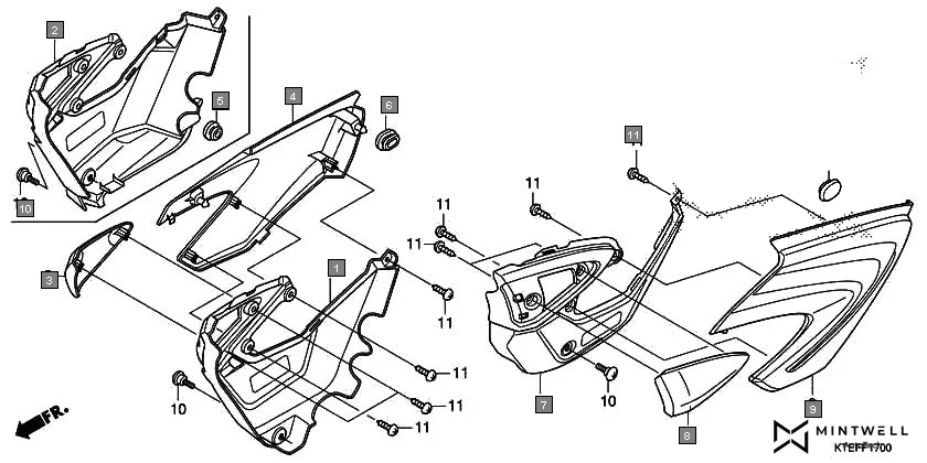 F-17 SIDE COVER diagram showing 83510-KTE-N20ZE