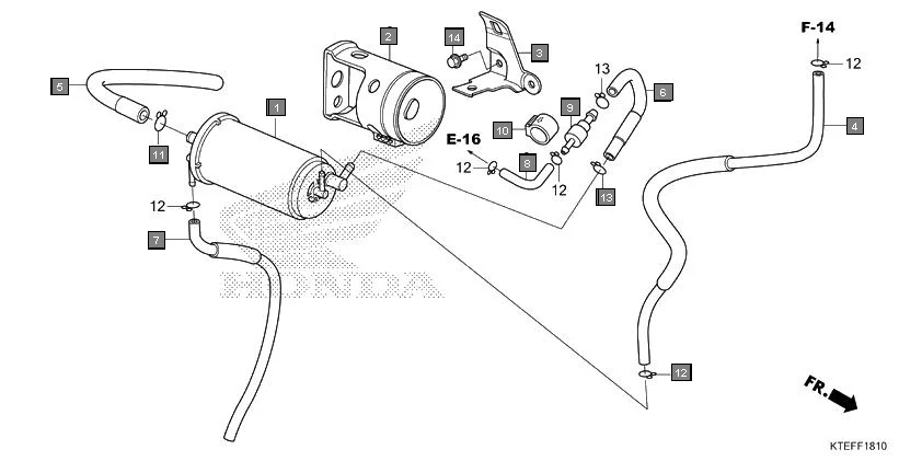 F-18-10 CANISTER assembly diagram for HONDA CB Shine/ Shine 125 CBF125BH