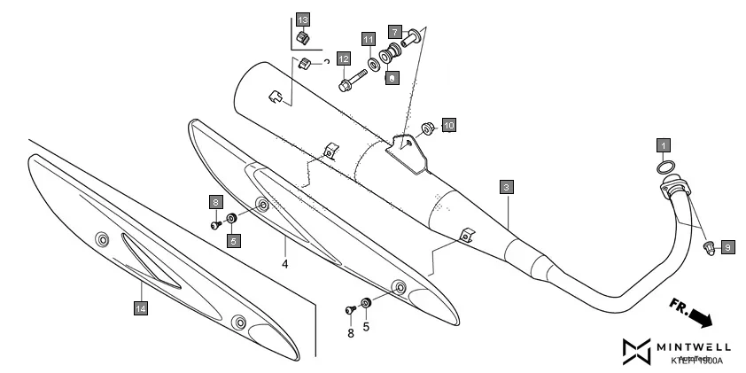 F-19 EXHAUST MUFFLER assembly diagram for HONDA CB Shine/ Shine 125 CBF125BH