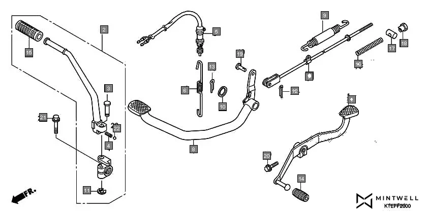 F-20 PEDAL/KICK STARTER ARM assembly diagram for HONDA CB Shine/ Shine 125 CBF125J/K