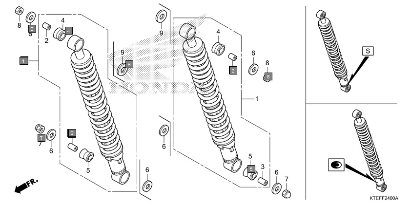 F-24 REAR CUSHION assembly diagram for HONDA CB Shine/ Shine 125 CBF125BH