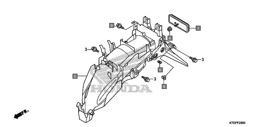 F-25 REAR FENDER assembly diagram for HONDA CB Shine/ Shine 125 CBF125BH