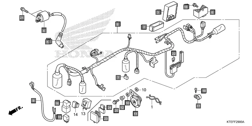 F-29 WIRE HARNESS diagram showing 38502-KSP-910