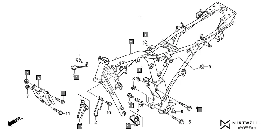 F-30 FRAME BODY assembly diagram for HONDA CB Shine/ Shine 125 CBF125BH