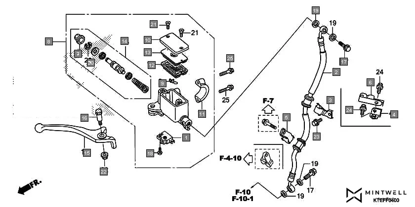 F-4 FR. BRAKE MASTER CYLINDER assembly diagram for HONDA CB Shine/ Shine 125 CBF125L