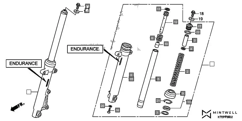 F-8-2 FRONT FORK(ENDURANCE)(DISK BRAKE) assembly diagram for HONDA CB Shine/ Shine 125 CBF125L