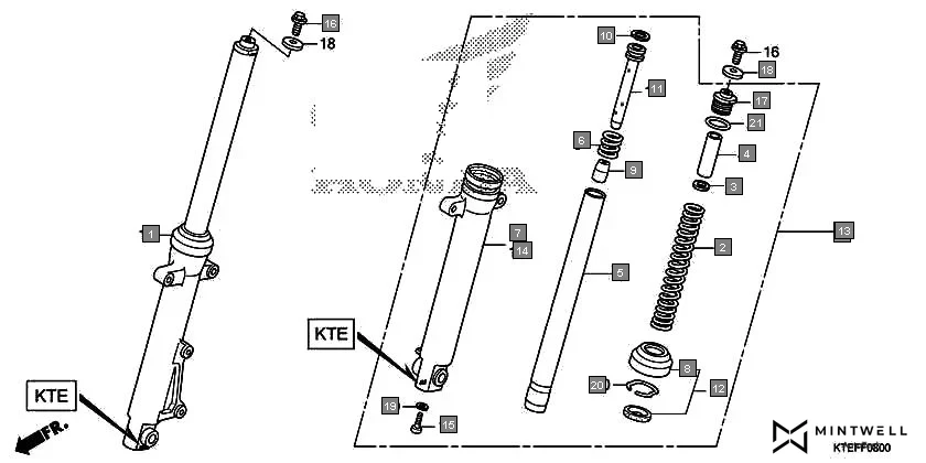 F-8 FRONT FORK(SHOWA) assembly diagram for HONDA CB Shine/ Shine 125 CBF125L