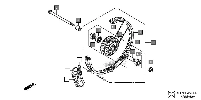 F-11 FRONT WHEEL(1) assembly diagram for HONDA CB Shine/ Shine 125 CBF125C
