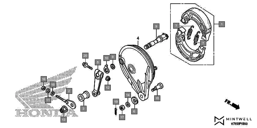 F-12 REAR BRAKE PANEL assembly diagram for HONDA CB Shine/ Shine 125 CBF125MCC