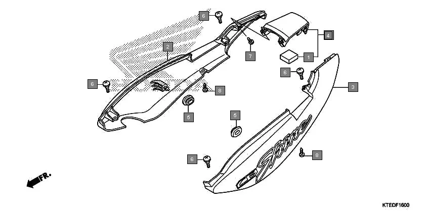 F-16 REAR COWL assembly diagram for HONDA CB Shine/ Shine 125 CBF125MCC
