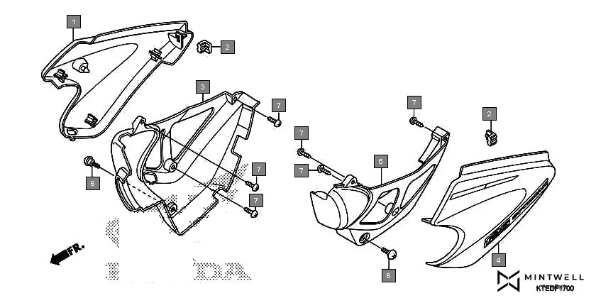 F-17 SIDE COVER assembly diagram for HONDA CB Shine/ Shine 125 CBF125MCC