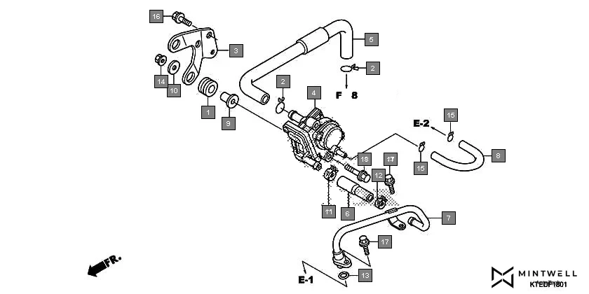 F-18-1 AIR SUCTION VALVE assembly diagram for HONDA CB Shine/ Shine 125 CBF125C