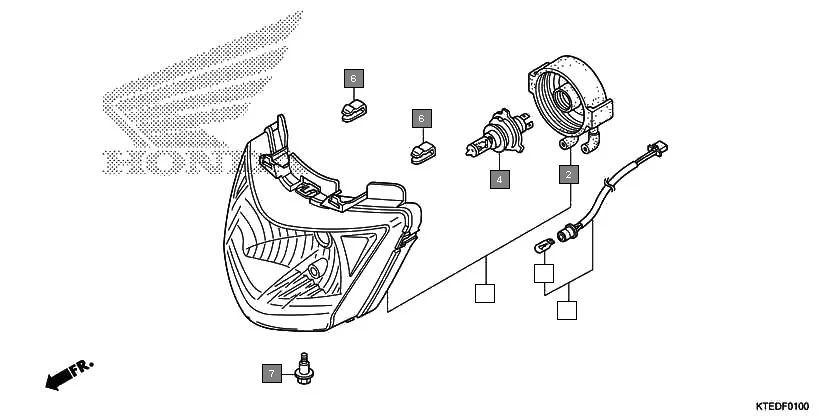 F-1 HEADLIGHT assembly diagram for HONDA CB Shine/ Shine 125 CBF125MCC