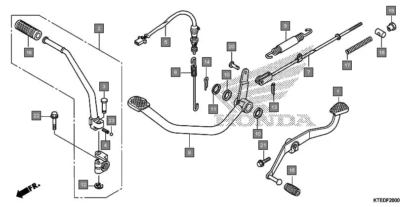 F-20 PEDAL/KICK STARTER ARM assembly diagram for HONDA CB Shine/ Shine 125 CBF125MCC