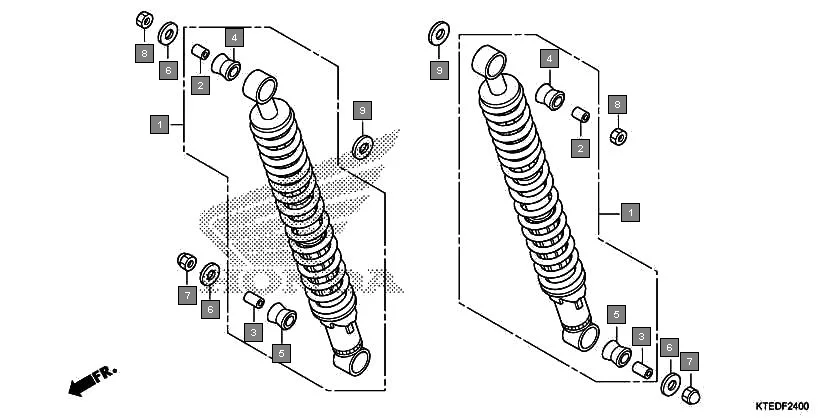 F-24 REAR CUSHION assembly diagram for HONDA CB Shine/ Shine 125 CBF125MCC