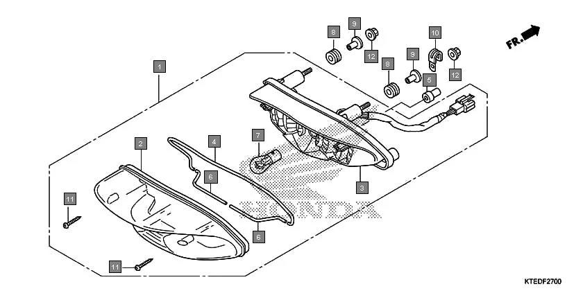 F-27 TAILLIGHT assembly diagram for HONDA CB Shine/ Shine 125 CBF125MCC