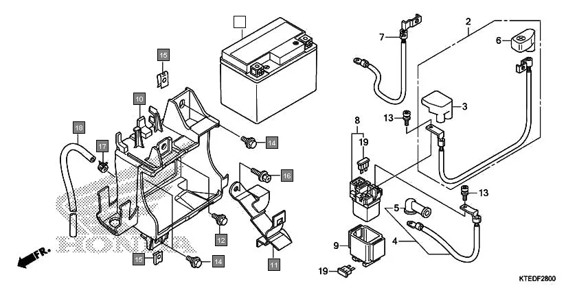 F-28 BATTERY assembly diagram for HONDA CB Shine/ Shine 125 CBF125MCC