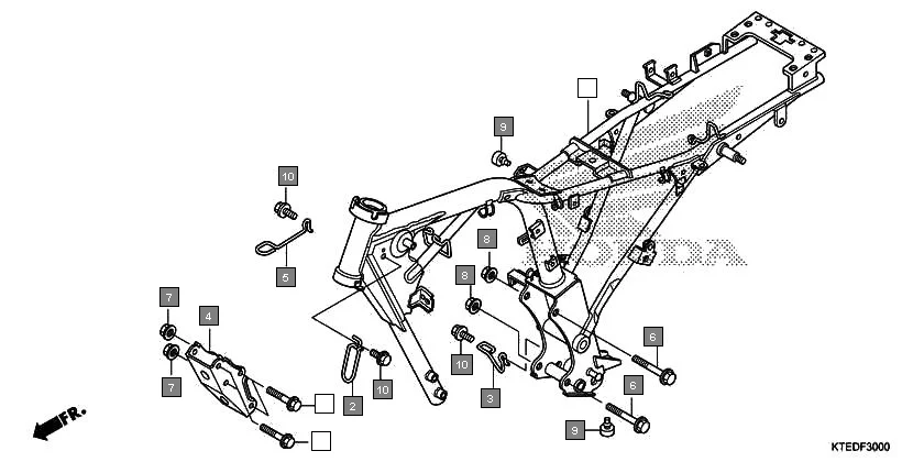 F-30 FRAME BODY assembly diagram for HONDA CB Shine/ Shine 125 CBF125MCC