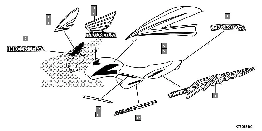 F-34 MARK assembly diagram for HONDA CB Shine/ Shine 125 CBF125MCC