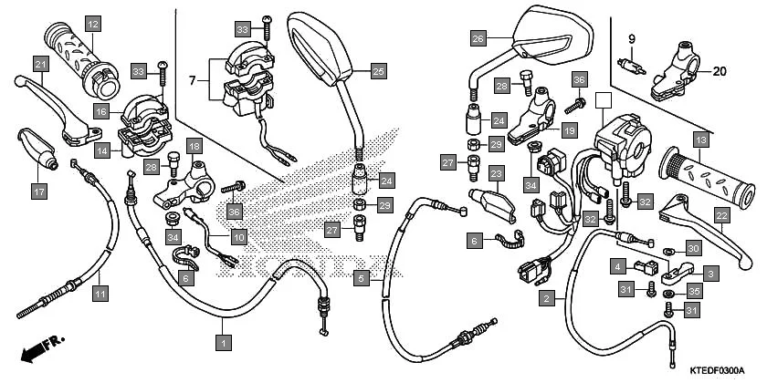 F-3 HANDLE LEVER/SWITCH/CABLE assembly diagram for HONDA CB Shine/ Shine 125 CBF125MCC