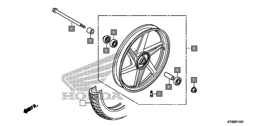 F-11-1 FRONT WHEEL(2) assembly diagram for HONDA CB Shine/ Shine 125 CBF125MCC