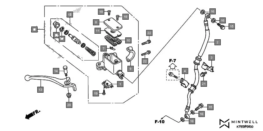 F-4 FR. BRAKE MASTER CYLINDER assembly diagram for HONDA CB Shine/ Shine 125 CBF125MCC