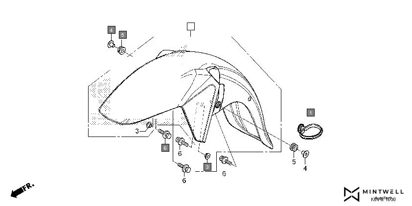 F-10 FRONT FENDER diagram showing 61100-K0V-A00ZE
