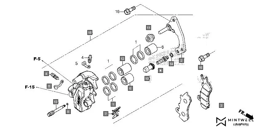 F-12 FRONT BRAKE CALIPER diagram showing 06451-MZ2-405