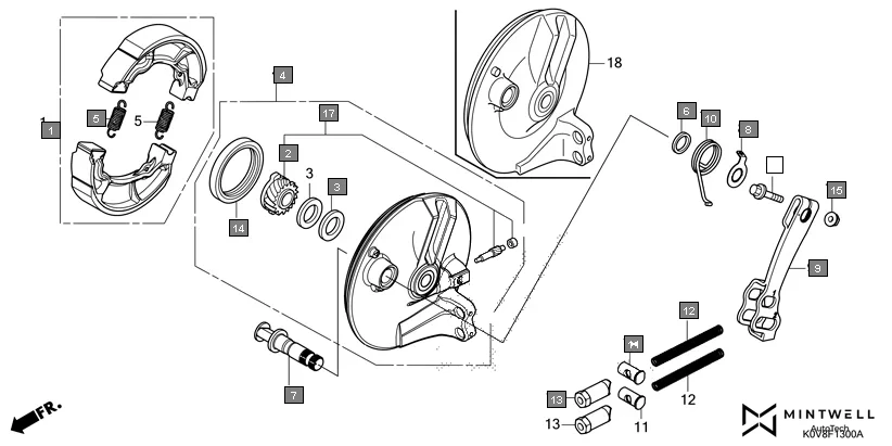 F-13 FRONT BRAKE PANEL diagram showing 45410-KVT-940