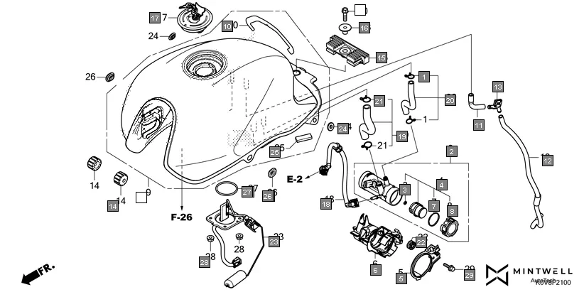 F-21 FUEL TANK/FUEL PUMP assembly diagram for HONDA CB Shine/ Shine 125 CBF125N