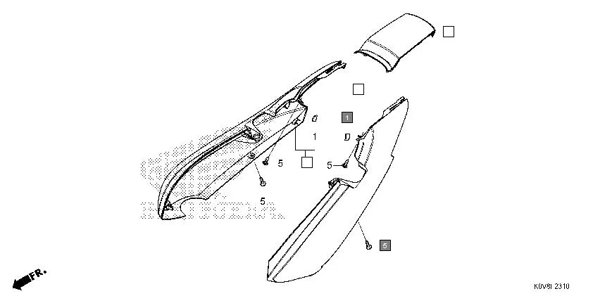 F-23-10 REAR COWL assembly diagram for HONDA CB Shine/ Shine 125 CBF125S