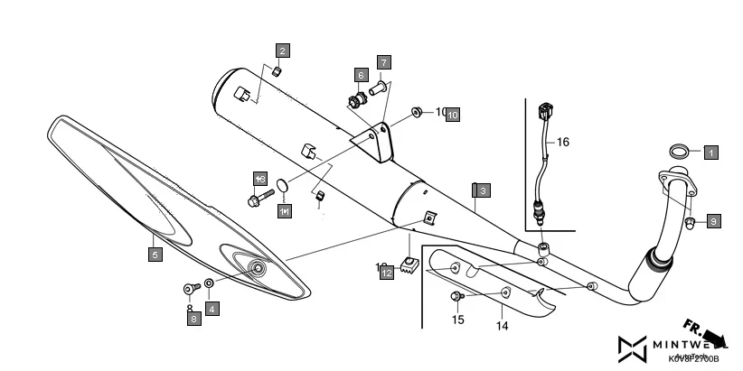 F-27 EXHAUST MUFFLER assembly diagram for HONDA CB Shine/ Shine 125 CBF125N