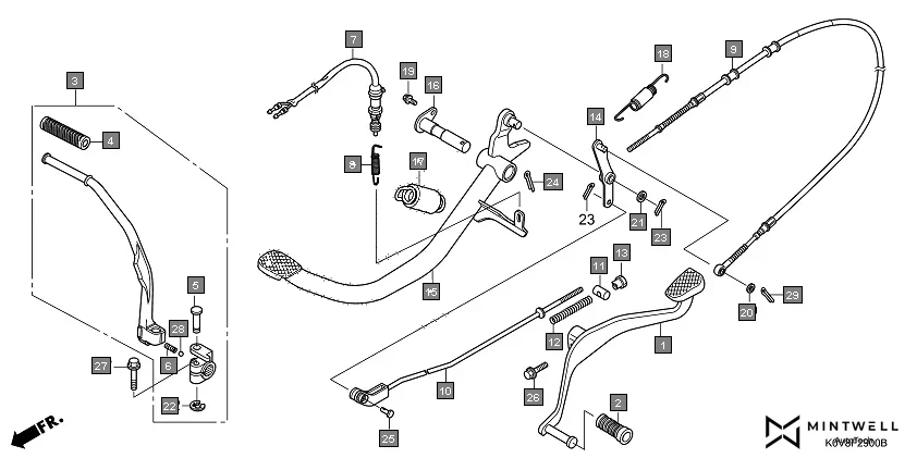 F-29 PEDAL(DRUM BRAKE) assembly diagram for HONDA CB Shine/ Shine 125 CBF125S